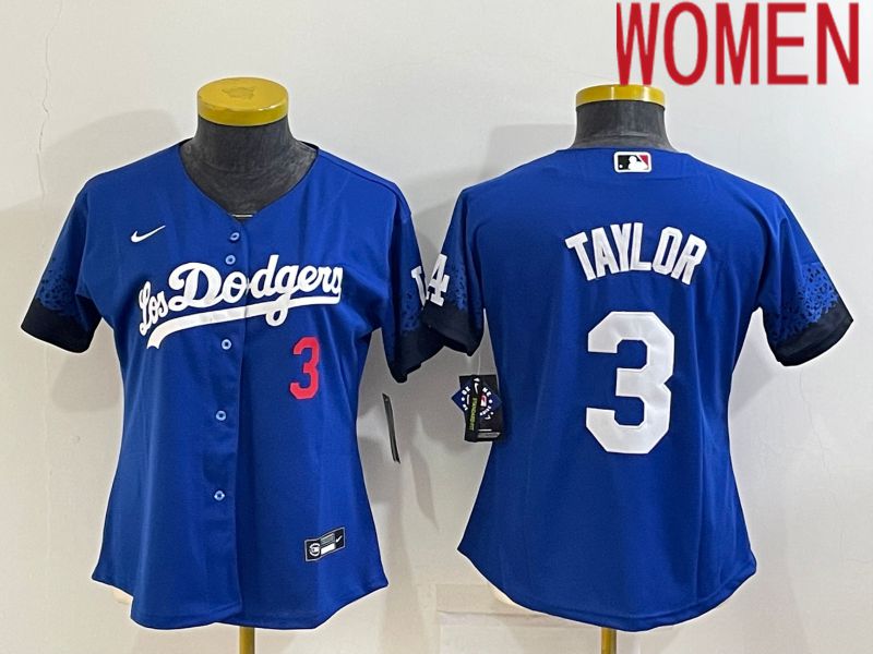 Women Los Angeles Dodgers #3 Taylor Blue City Edition Nike 2022 MLB Jersey->women mlb jersey->Women Jersey
